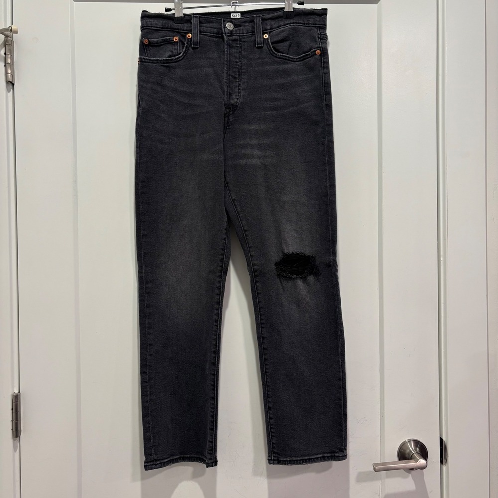 Levis Wedgie Straight High Rise Distressed Black Jeans 34964-0149 Size 31x28